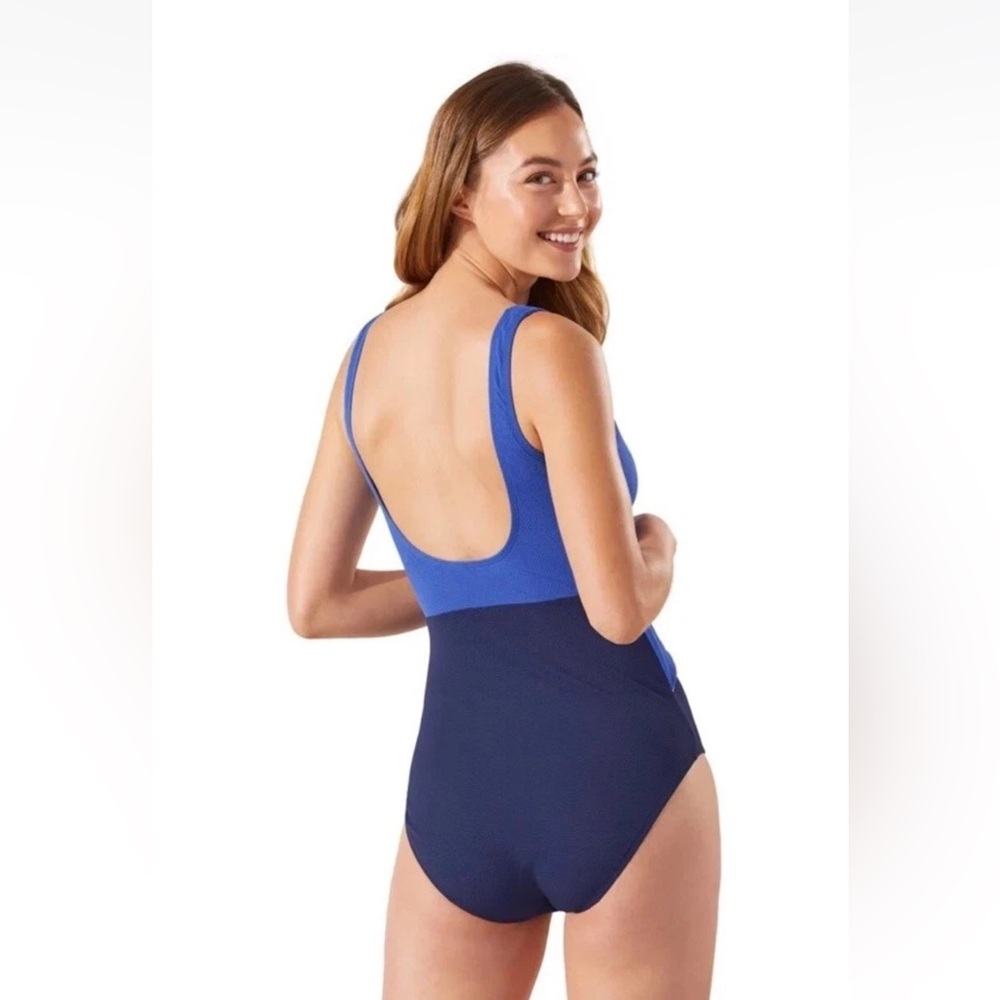 Tommy Bahama Island Cays Color Block Scoop Back One Piece Swimsuit Size 12 NWT - Picture 2 of 8
